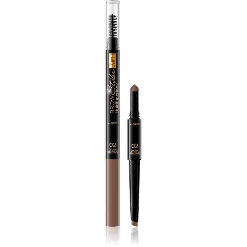 Eveline Cosmetics Brow Styler natančni svinčnik za obrvi 3v1 odtenek 02 Dark Brown 12 g