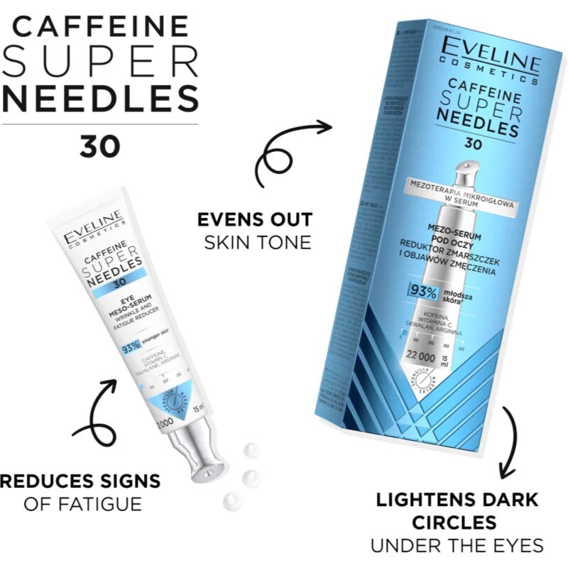 Eveline Cosmetics Caffeine Super Needles 30 serum za predel okoli oči proti gubam 15 ml