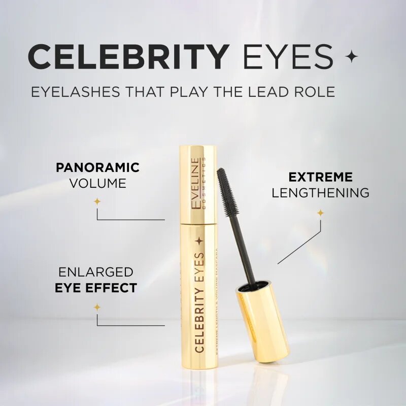 Eveline Cosmetics Celebrity Eyes maskara za ekstra dolžino odtenek Black 7 ml