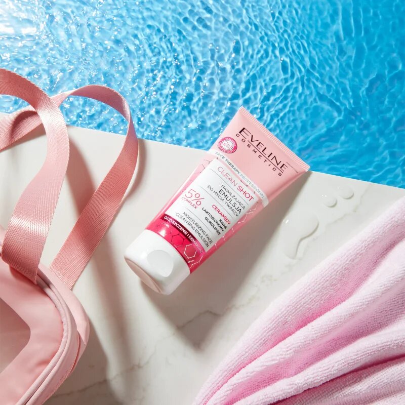 Eveline Cosmetics Clean Shot 5% Ceramidy Complex intenzivna vlažilna emulzija za umivanje 150 ml