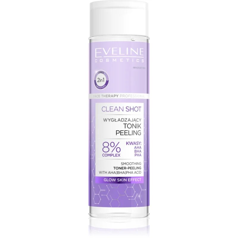 Eveline Cosmetics Clean Shot 8% Complex Of Hydroxy Acids gladilni tonik s piling učinkom 200 ml