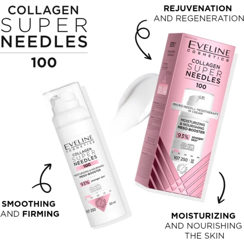 Eveline Cosmetics Collagen Super Needles 100 vlažilni in hranilni serum 50 ml
