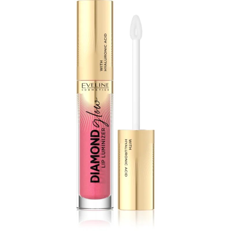 Eveline Cosmetics Diamond Glow bleščeči sijaj za ustnice s hialuronsko kislino odtenek 09 Peach Dream 4.5 ml