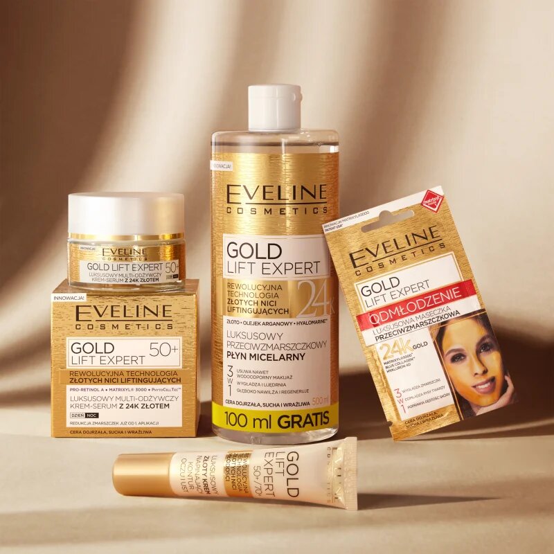 Eveline Cosmetics Gold Lift Expert dnevna in nočna krema proti gubam 50+ 50 ml