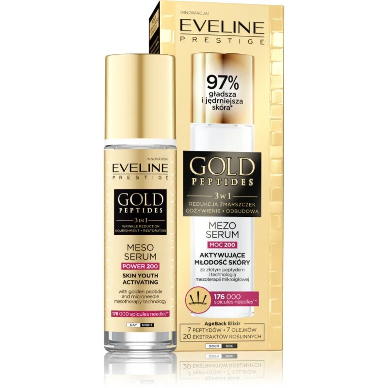 Eveline Cosmetics Gold Peptides 3 in 1 aktivacijski serum za mladosten videz 30 ml