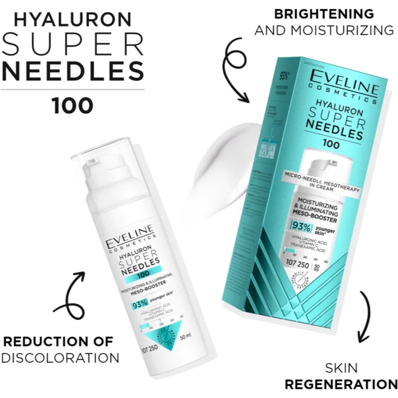 Eveline Cosmetics Hyaluron Super Needles 100 vlažilni serum 50 ml