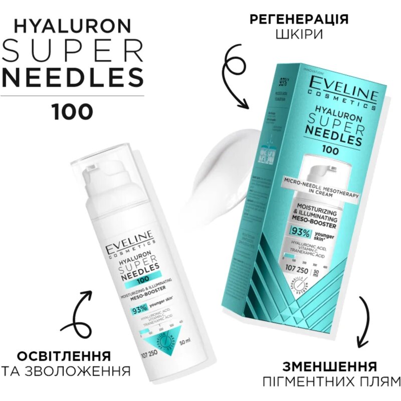 Eveline Cosmetics Hyaluron Super Needles 100 vlažilni serum 50 ml