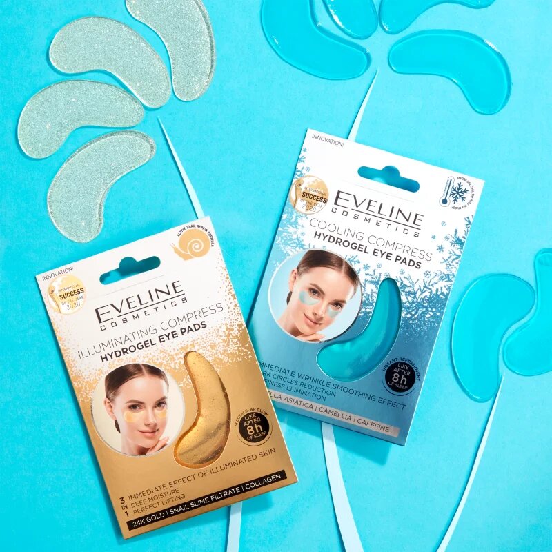 Eveline Cosmetics Hydra Expert hidrogel maska za predel okoli oči s hladilnim učinkom 2 kos