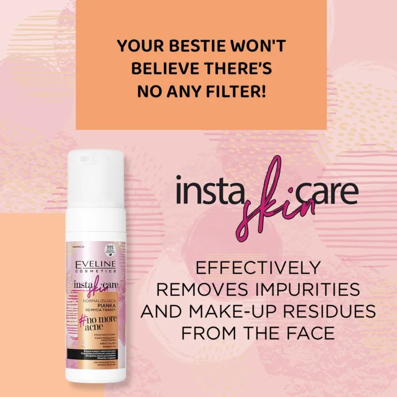 Eveline Cosmetics Insta Skin Care no more acne čistilna pena za obraz 150 ml