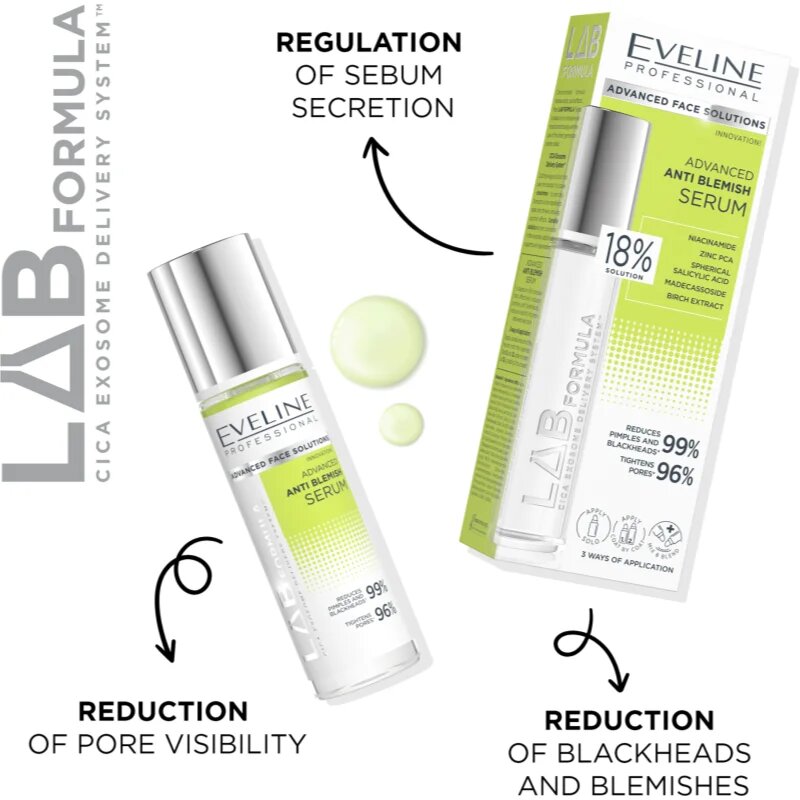 Eveline Cosmetics LAB Formula 18% Solution serum proti nepravilnostim na koži 30 ml