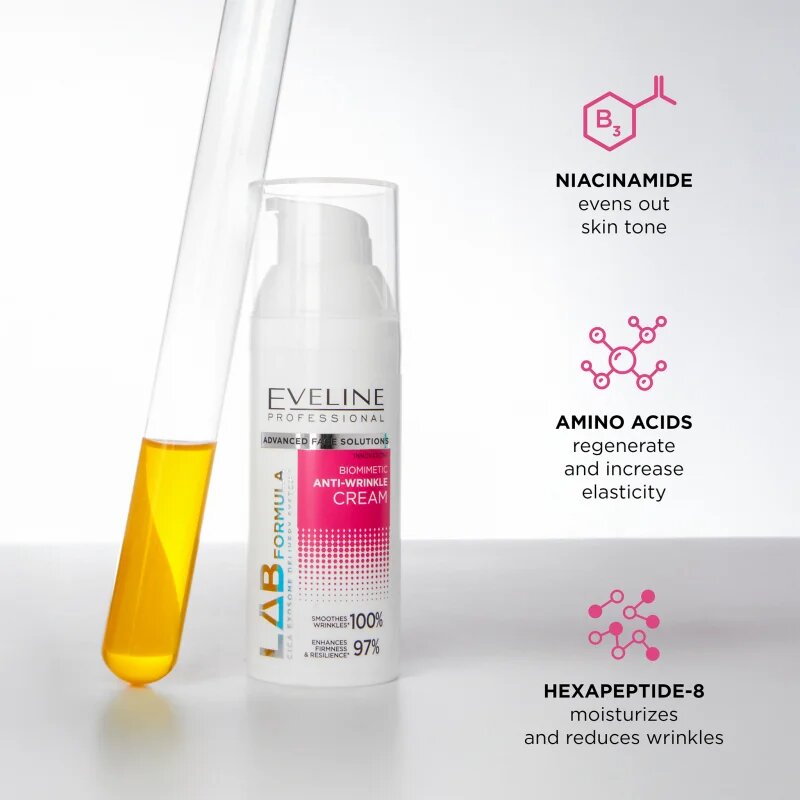 Eveline Cosmetics LAB Formula 5% Solution pomirjevalna biomimetična krema proti gubam 50 ml