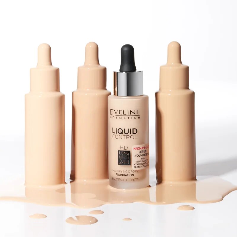 Eveline Cosmetics Liquid Control tekoči puder s pipeto odtenek 035 Natural Beige 32 ml