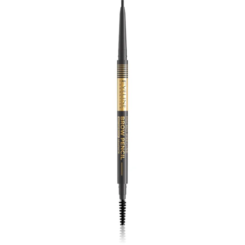 Eveline Cosmetics Micro Precise vodoodporen svinčnik za obrvi s krtačko 2v1 odtenek 04 Graphite 4 g