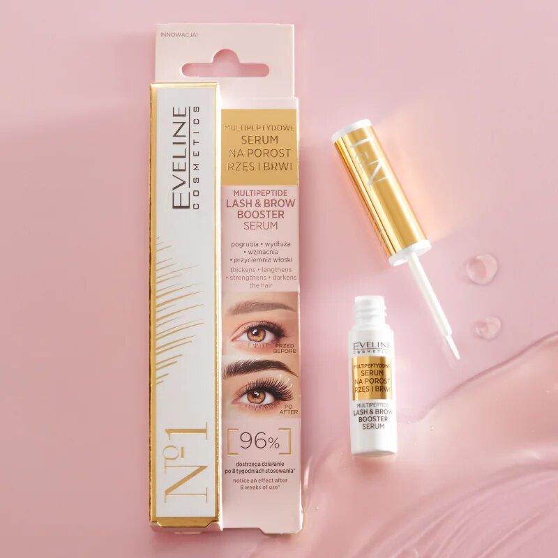 Eveline Cosmetics No. 1 serum za spodbujanje rasti trepalnic in obrvi s peptidi 4 ml
