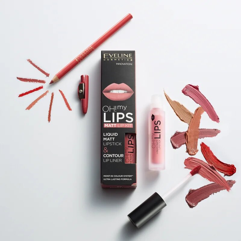 Eveline Cosmetics OH! my LIPS Matt set za ustnice 01 Neutral Nude 2 kos