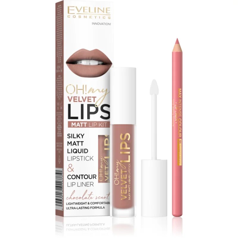 Eveline Cosmetics OH! my LIPS Velvet set za ustnice 11 Cookie Milkshake 1 kos