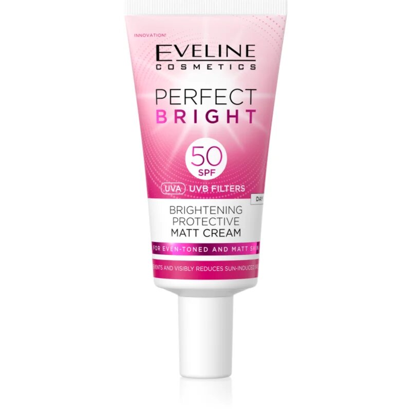 Eveline Cosmetics Perfect Bright SPF 50 zaščitna matirajoča krema za obraz SPF 50 30 ml