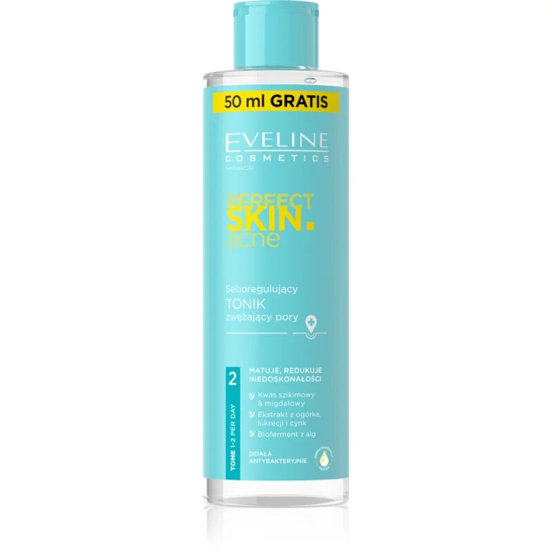 Eveline Cosmetics Perfect Skin .acne čistilni in pomirjajoči tonik 200 ml