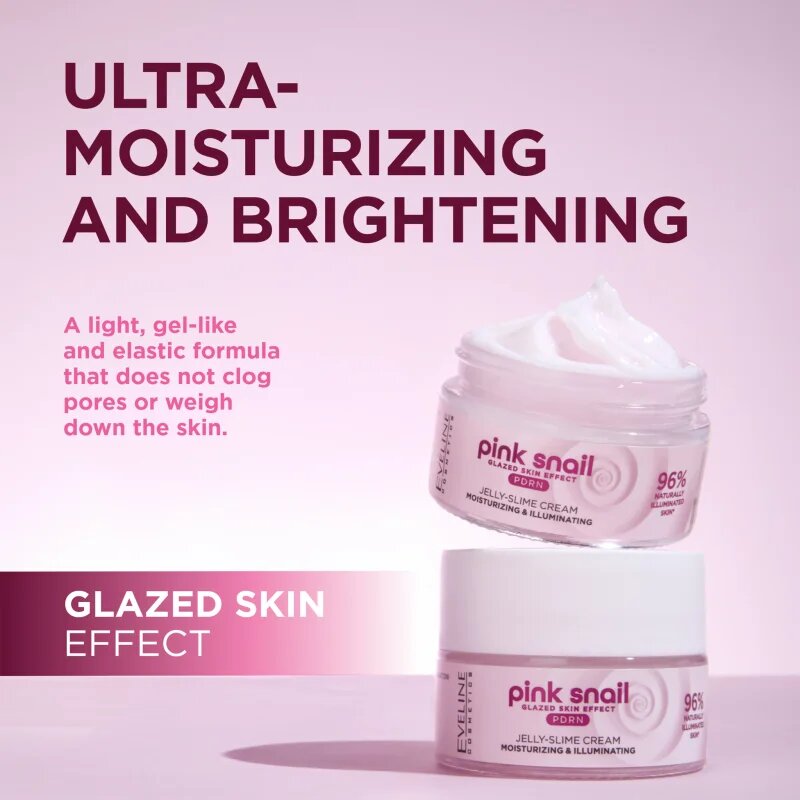 Eveline Cosmetics Pink Snail Glazed Skin Effect krema za posvetljevanje 50 ml