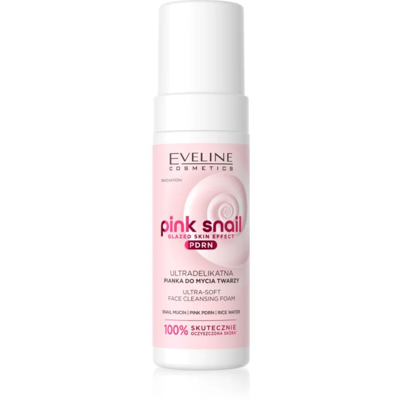 Eveline Cosmetics Pink Snail Glazed Skin Effect nežna čistilna pena za obraz 150 ml