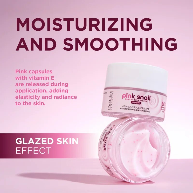 Eveline Cosmetics Pink Snail Glazed Skin Effect posvetlitvena krema proti gubam 50 ml