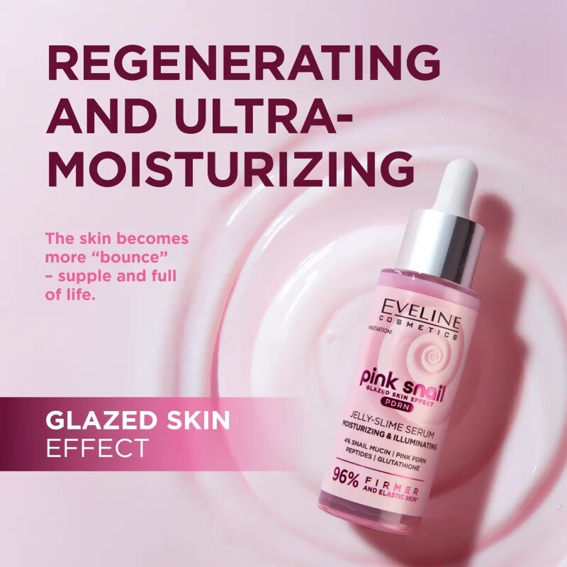 Eveline Cosmetics Pink Snail Glazed Skin Effect serum za osvetljevanje za obraz 30 ml