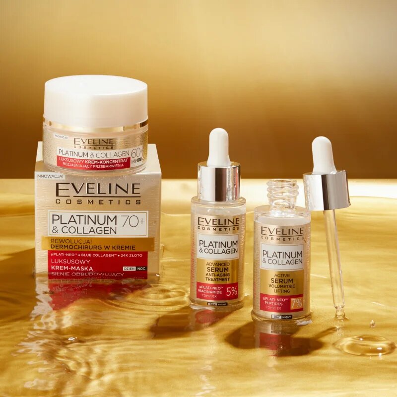 Eveline Cosmetics Platinum & Collagen Advanced Facial Serum Anti-Aging Treatment serum proti gubam s kolagenom 30 ml