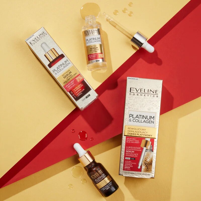 Eveline Cosmetics Platinum & Collagen Advanced Facial Serum Anti-Aging Treatment serum proti gubam s kolagenom 30 ml