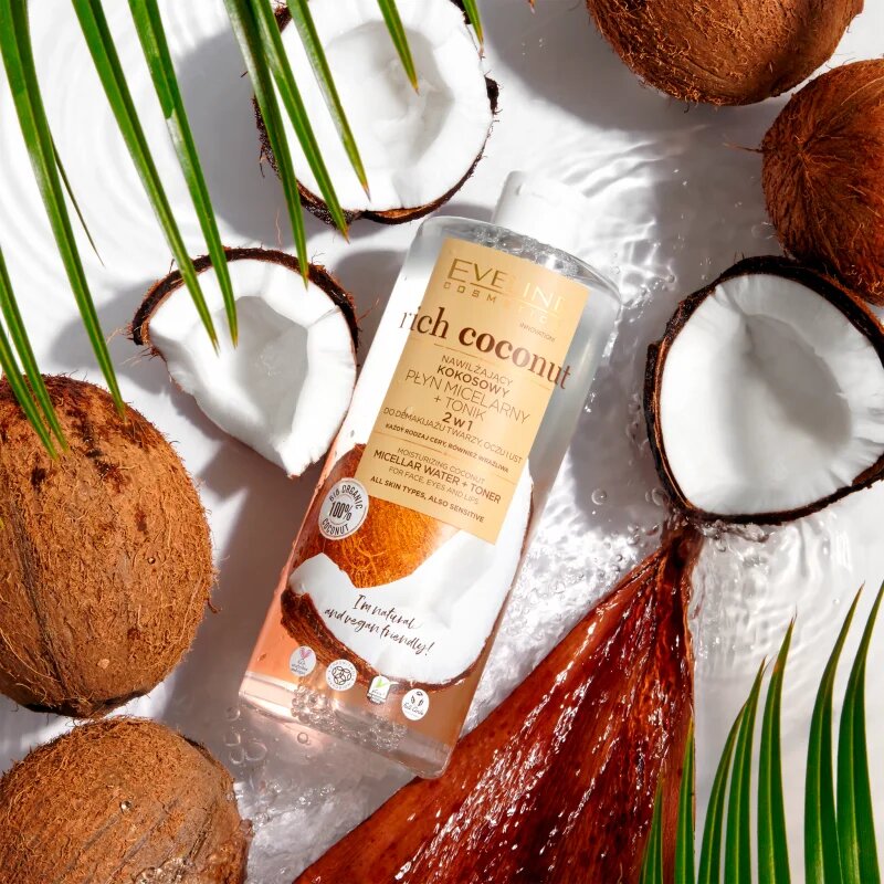 Eveline Cosmetics Rich Coconut micelarna voda in tonik 2 v 1 500 ml