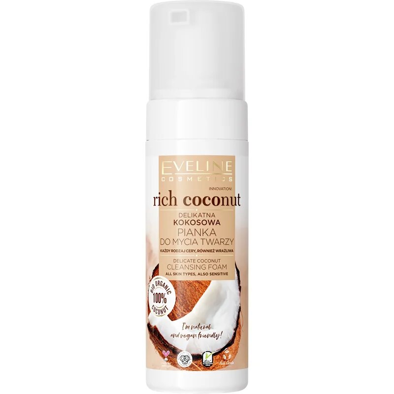 Eveline Cosmetics Rich Coconut nežna čistilna pena s probiotiki 150 ml