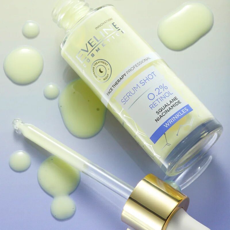 Eveline Cosmetics Serum Shot 02% Retinol nočni serum proti gubam 30 ml