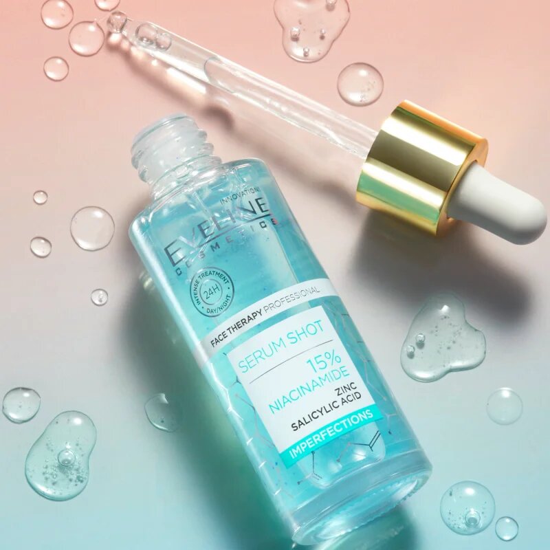 Eveline Cosmetics Serum Shot 10% Niacinamide serum za obraz za mastno in problematično kožo 30 ml