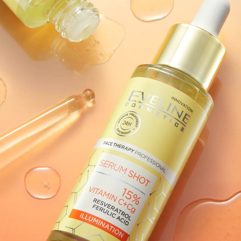Eveline Cosmetics Serum Shot 15% Vitamin C+Cg posvetlitveni serum proti gubam z vitaminom C 30 ml