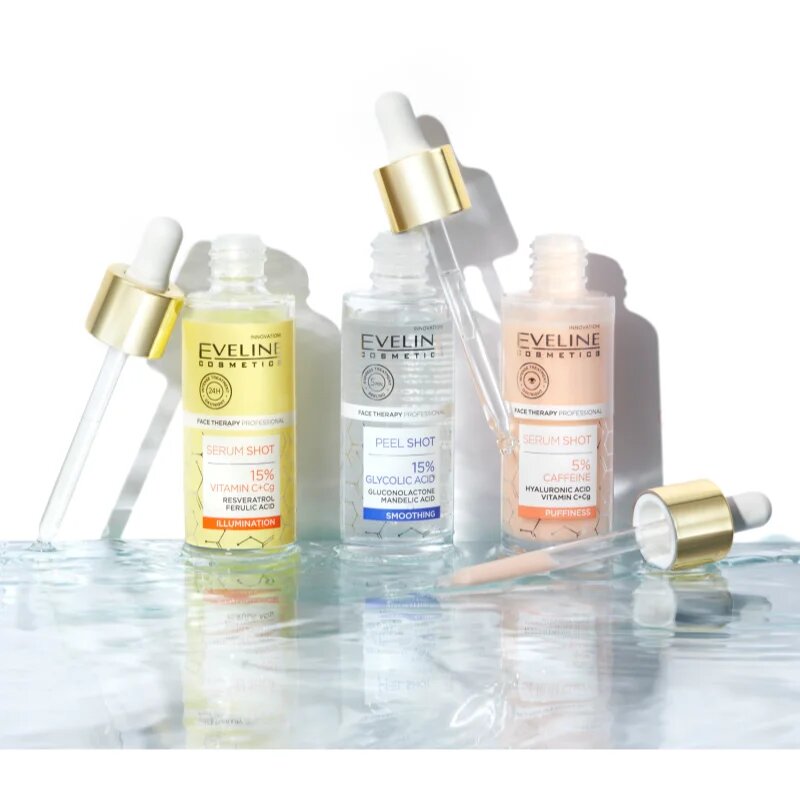 Eveline Cosmetics Serum Shot 5% Caffeine serum za osvežitev predela okoli oči 30 ml