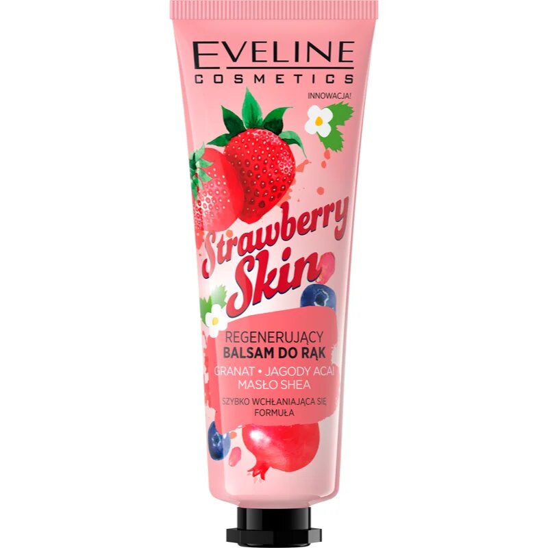 Eveline Cosmetics Strawberry Skin negovalni balzam za roke z vonjem jagod 50 ml