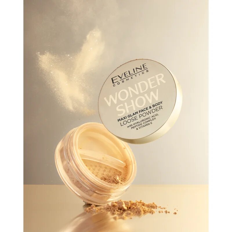 Eveline Cosmetics Wonder Show posvetlitveni puder v prahu za obraz in telo Maxi Glam 6 g