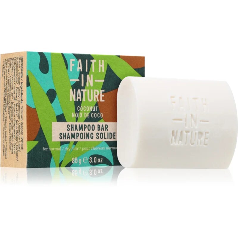 Faith In Nature Coconut & Shea Butter organski trdi šampon ki dodaja hidracijo in sijaj 85 g