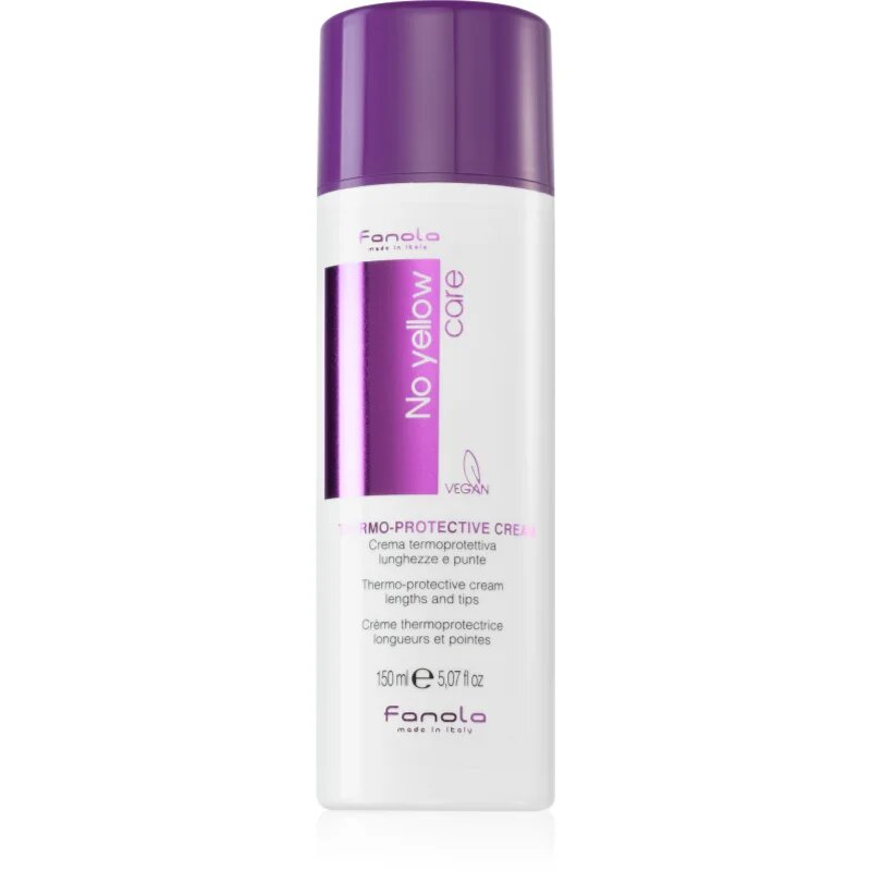 Fanola No Yellow Thermo-Protective Cream hranilna in termo zaščitna krema za blond lase in lase s prameni 150 ml