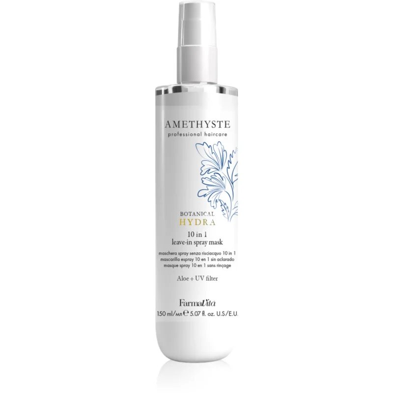 FarmaVita Amethyste Botanical Hydra intenzivna maska brez spiranja v pršilu za toplotno oblikovanje las z UV filtrom 150 ml