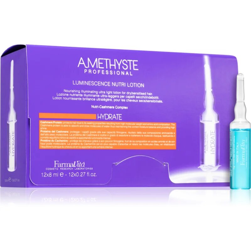 FarmaVita Amethyste Hydrate balzam za tanke suhe lase v ampulah 12x8 ml