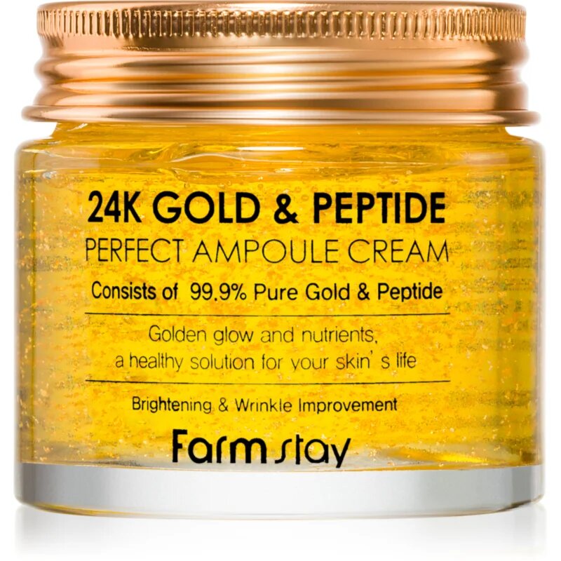Farmstay 24K Gold & Peptide Perfect Ampoule Cream vlažilna krema proti staranju kože 80 ml