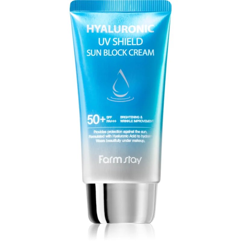 Farmstay Hyaluronic UV Shield Sun Block Cream zaščitna krema za obraz s hialuronsko kislino SPF 50+ 70 g