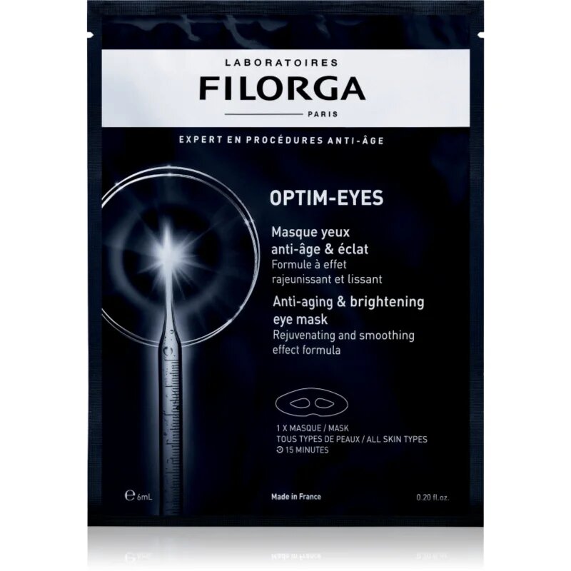 FILORGA OPTIM-EYES maska za predel okoli oči proti gubam zabuhlosti in temnim kolobarjem 1 kos