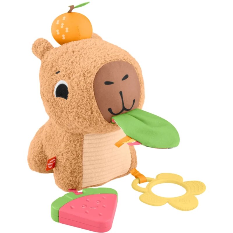 Fisher-Price Snuggly Snacky Capy plišasta igrača z ropotuljico 1 kos
