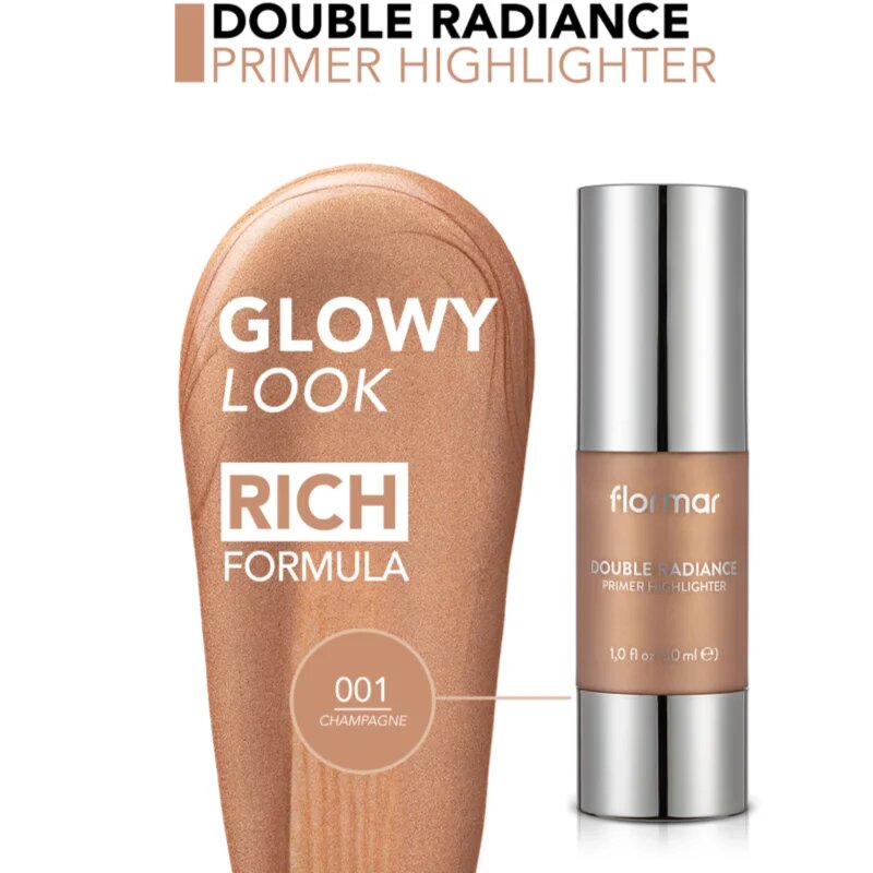 flormar Double Radiance Primer posvetlitvena podlaga za ličila (primer) SPF 10 odtenek 001 Sparkling Wine 30 ml