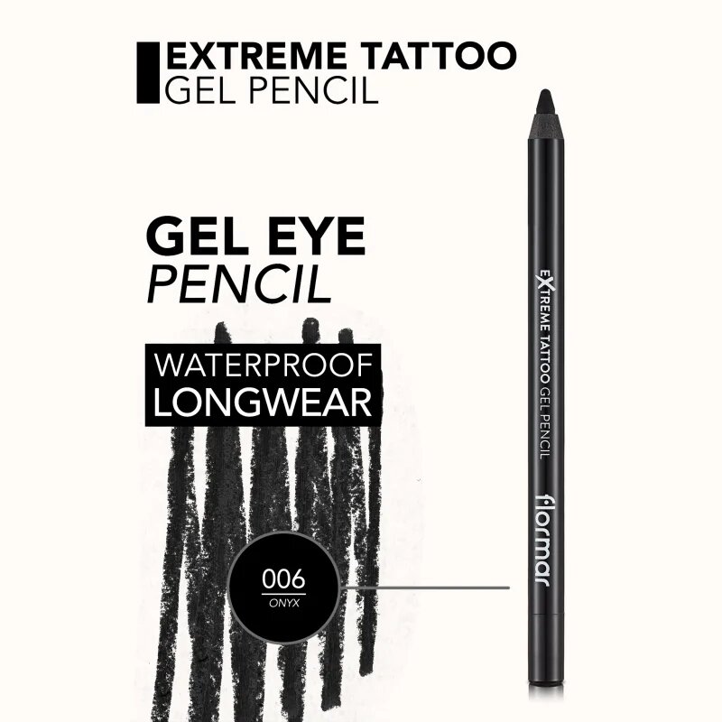 flormar Extreme Tattoo Gel Pencil vodoodporni gel svinčnik za oči odtenek 06 Onyx 1.2 g