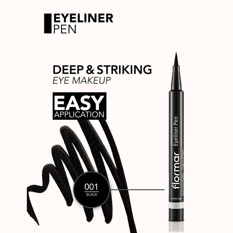 flormar Eyeliner Pen črtalo za oči v obliki flomastra odtenek Black 1 ml