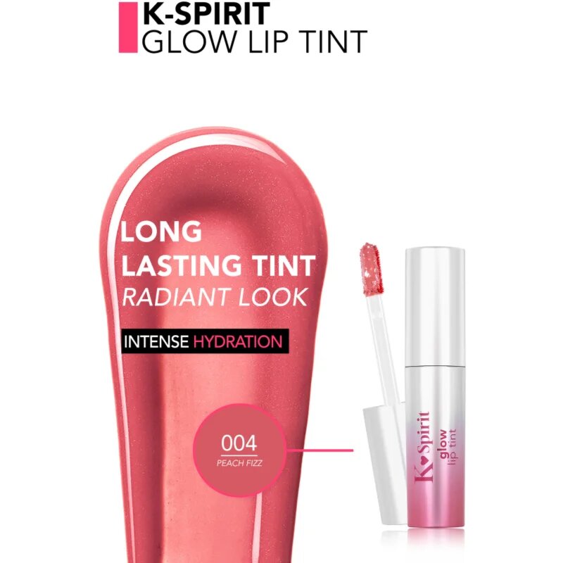 flormar K-Spirit Glow Lip Tint vlažilna sijoča šminka z bleščicami odtenek 004 - Peach Fizz 4 ml