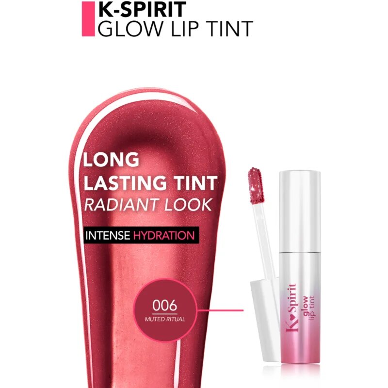 flormar K-Spirit Glow Lip Tint vlažilna sijoča šminka z bleščicami odtenek 006 - Muted Ritual 4 ml