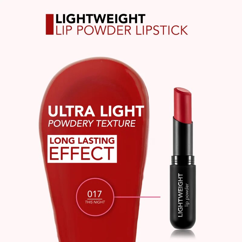 flormar Lightweight Lip Powder Lipstick dolgoobstojna šminka z mat učinkom odtenek 017 This Night 3 g